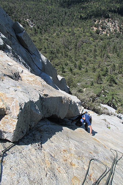 Joey approaching the 2nd pitch belay