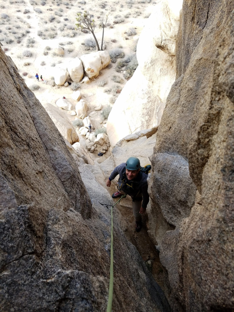 Ben just below the belay ledge